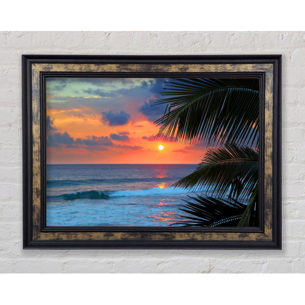 Haus Am Meer Gerahmtes Leinwandbild Stunning Blue Ocean Sunset Wayfair De